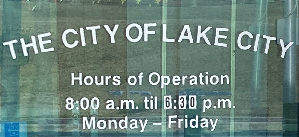Because of the longer work day for city staff, Lake City extended city hall hours of operation from 5:00 p.m. to 6:30 p.m. Credit: Lake City.